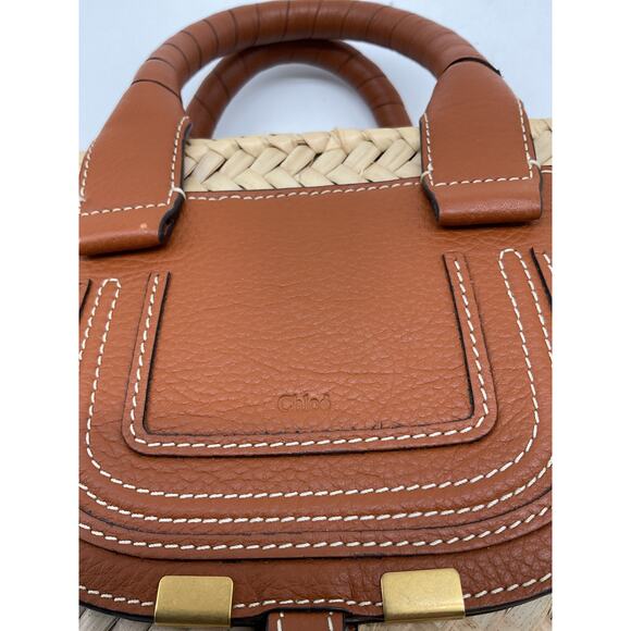Chlo� 'Marcie' Beige Mini Raffia & Leather Tote - Picture 5 of 5